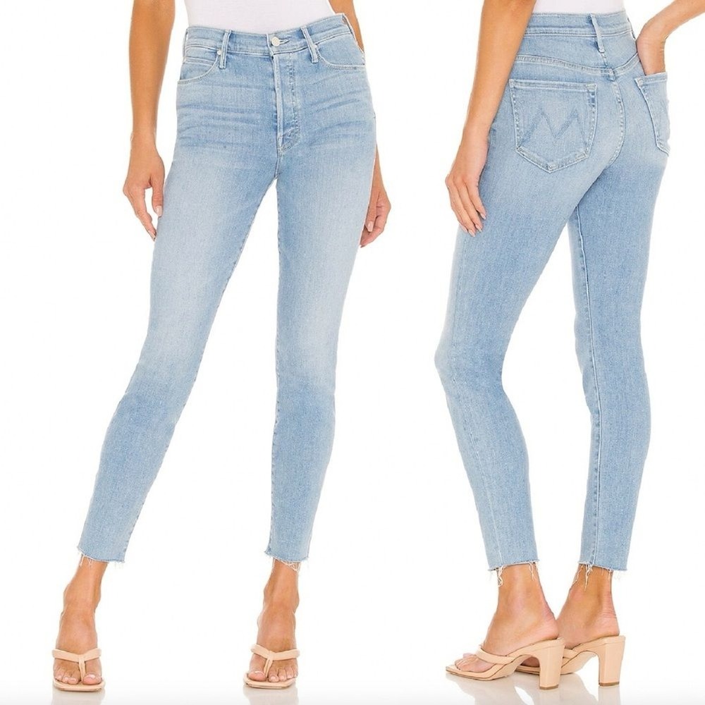 Mother Womens Jeans 32 Blue Stunner Ankle Fray Crafty Side High Waist Clean Girl